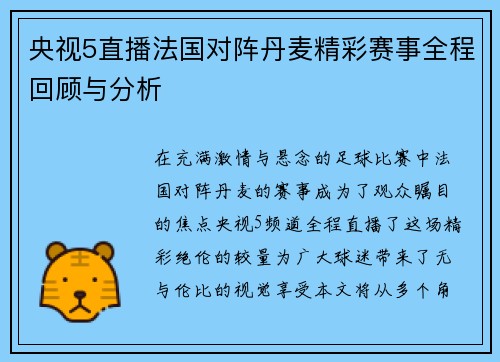央视5直播法国对阵丹麦精彩赛事全程回顾与分析